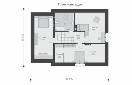 Одноэтажный дом с мансардой и гаражом